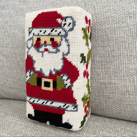 Vintage Holiday Vintage Santa Needlepoint Brick Cover Poshmark
